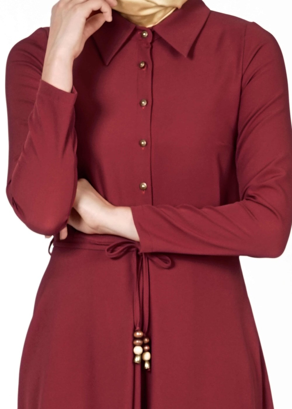 Tesettür giyim BORDO 4128 ELBİSE