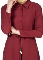Tesettür giyim BORDO 4128 ELBİSE