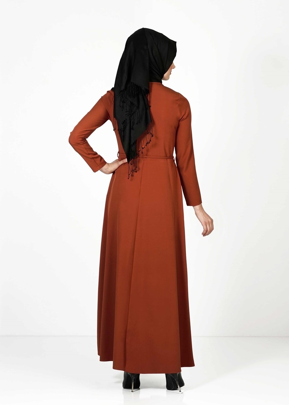 Tesettür giyim KAHVE 4128 ELBİSE