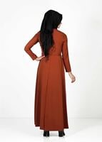 Tesettür giyim KAHVE 4128 ELBİSE