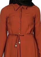 Tesettür giyim KAHVE 4128 ELBİSE