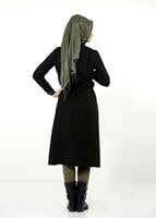 Tesettür giyim YEŞİL DERİ HAKİM YAKA TRENÇKOT 7130 