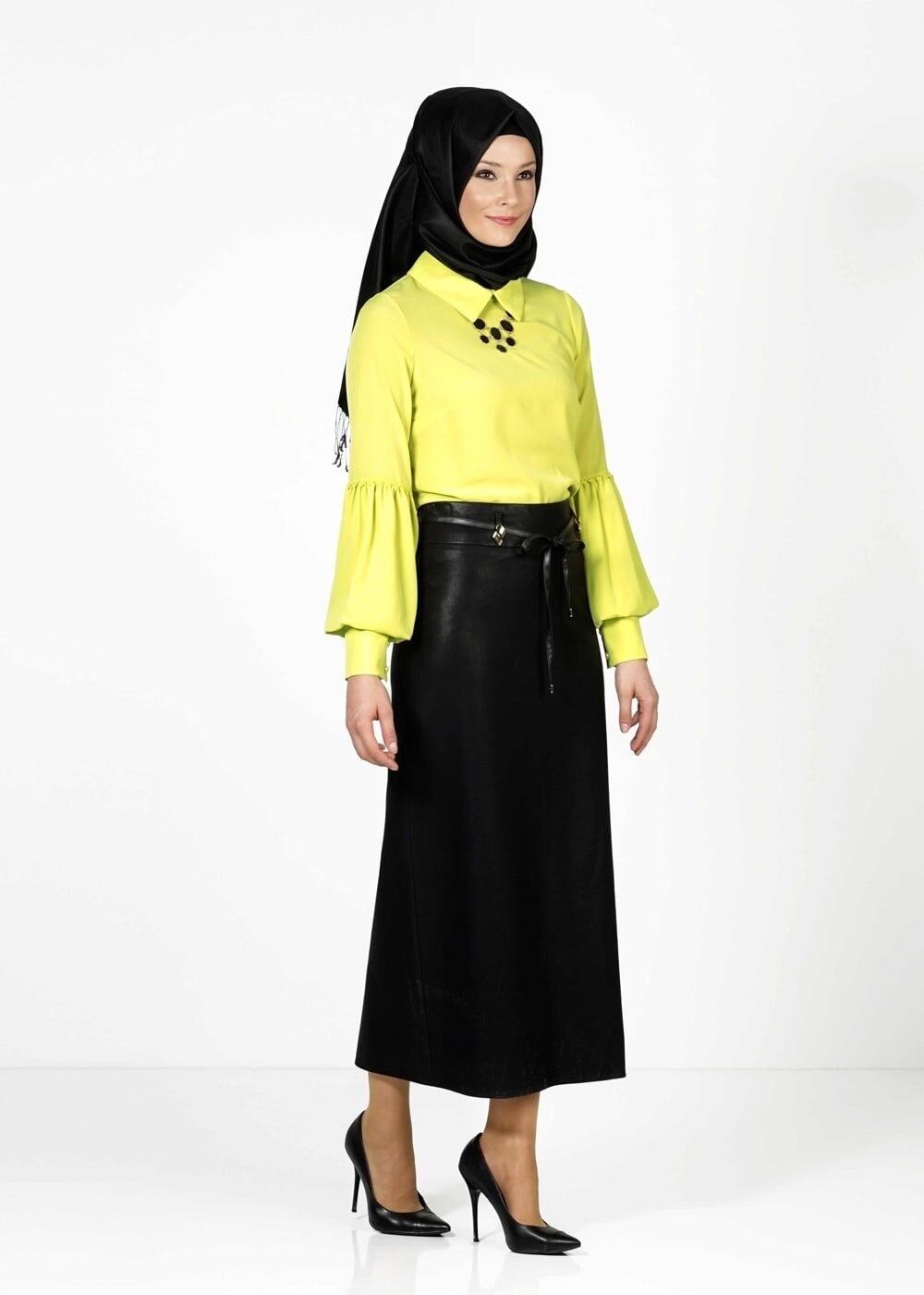 Tesettür giyim SARI 6118-1 BLUZ