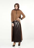 Hijab clothing BROWN LEATHER DETAIL SUIT 9111-1 