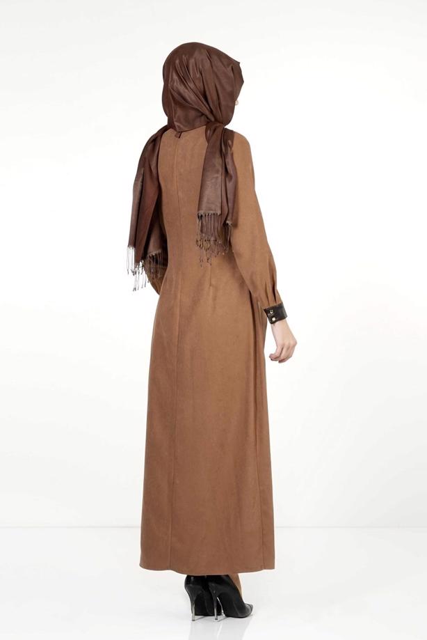 Hijab clothing BROWN LEATHER DETAIL SUIT 9111-1  - TRENDTESETTÜR