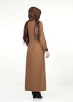 Hijab clothing BROWN LEATHER DETAIL SUIT 9111-1 