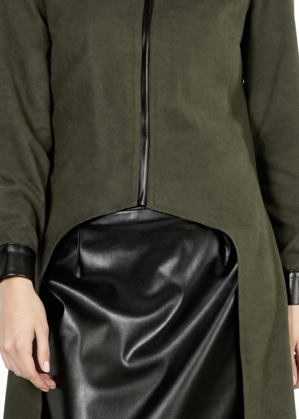 Hijab clothing KHAKI LEATHER DETAIL SUIT 9111-1