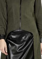 Hijab clothing KHAKI LEATHER DETAIL SUIT 9111-1