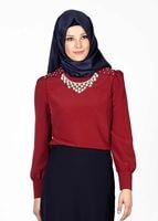 Tesettür giyim BORDO 6145 BLUZ