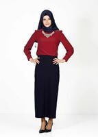 Tesettür giyim BORDO 6145 BLUZ
