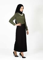 Tesettür giyim HAKİ 6145 BLUZ