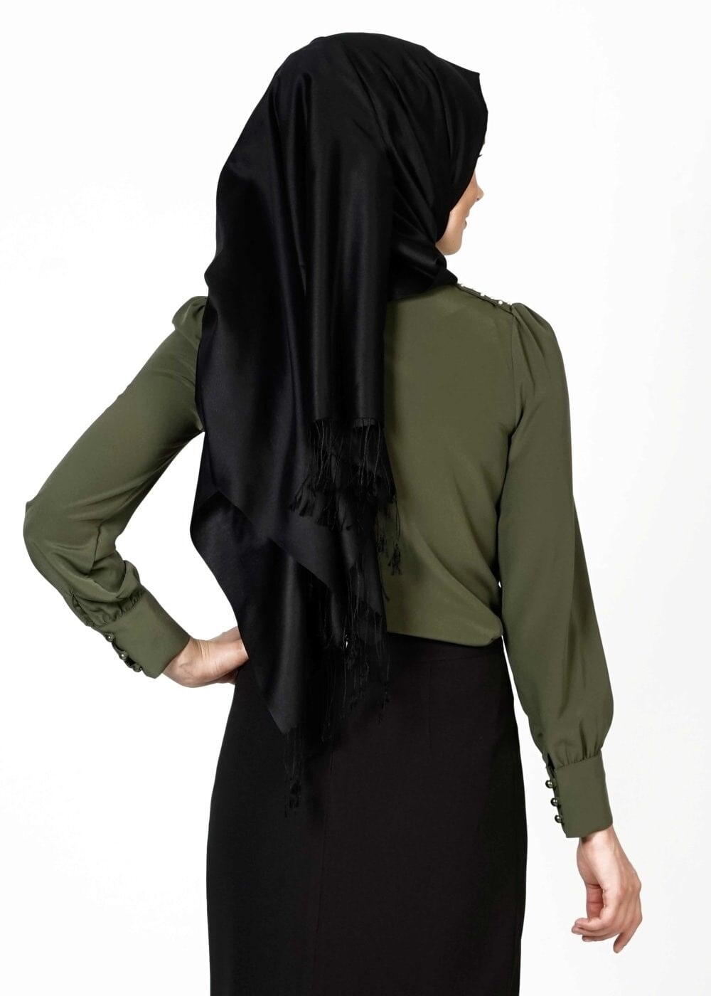 Tesettür giyim HAKİ 6145 BLUZ