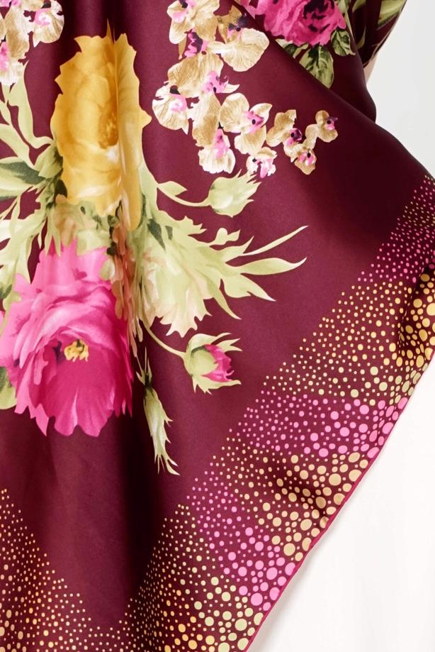 Vêtements hijab POURPRE T 27603 Çicek Desenli Eşarp - TRENDTESETTÜR