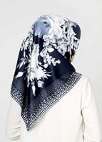 Tesettür giyim LACİVERT T 27603 Çicek Desenli Eşarp