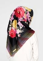 Vêtements hijab NOIR T 27603 Çicek Desenli Eşarp
