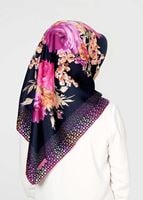 Vêtements hijab BLEU MARINE T 27603 Çicek Desenli Eşarp