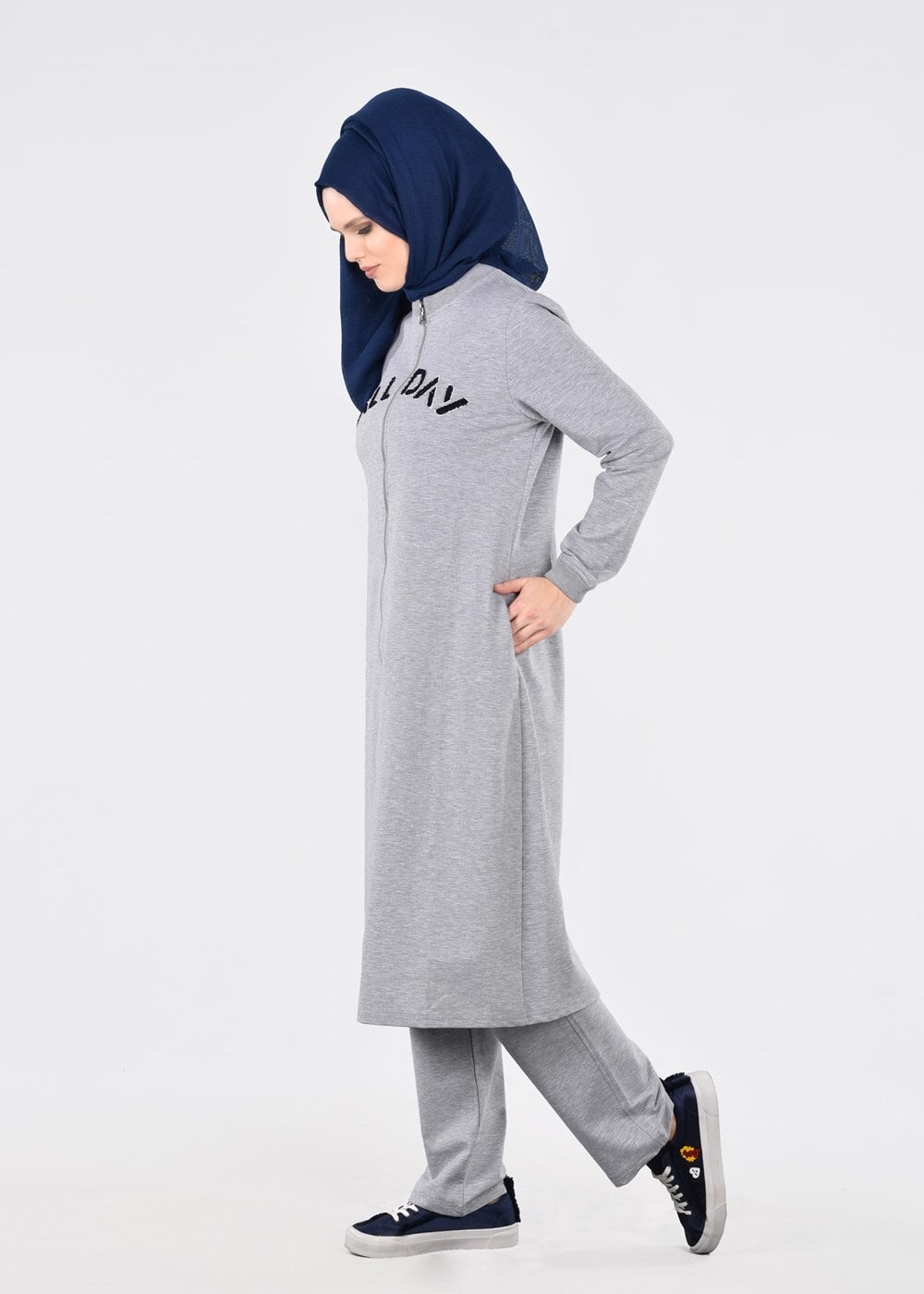 Tesettür giyim GRİ T 40102 Allday Eşofman Takımı