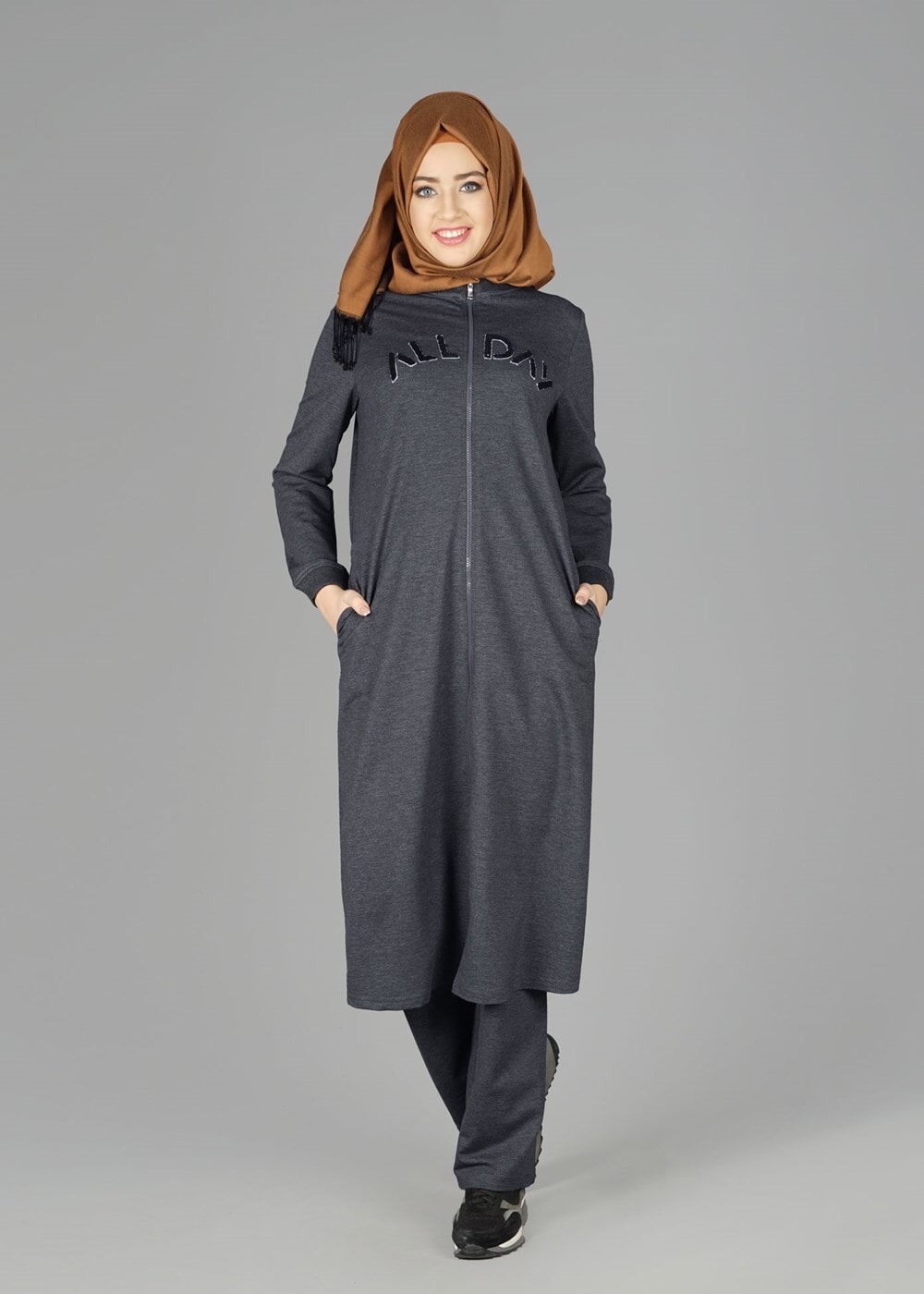 Tesettür giyim GRİ T 40102 Allday Eşofman Takımı
