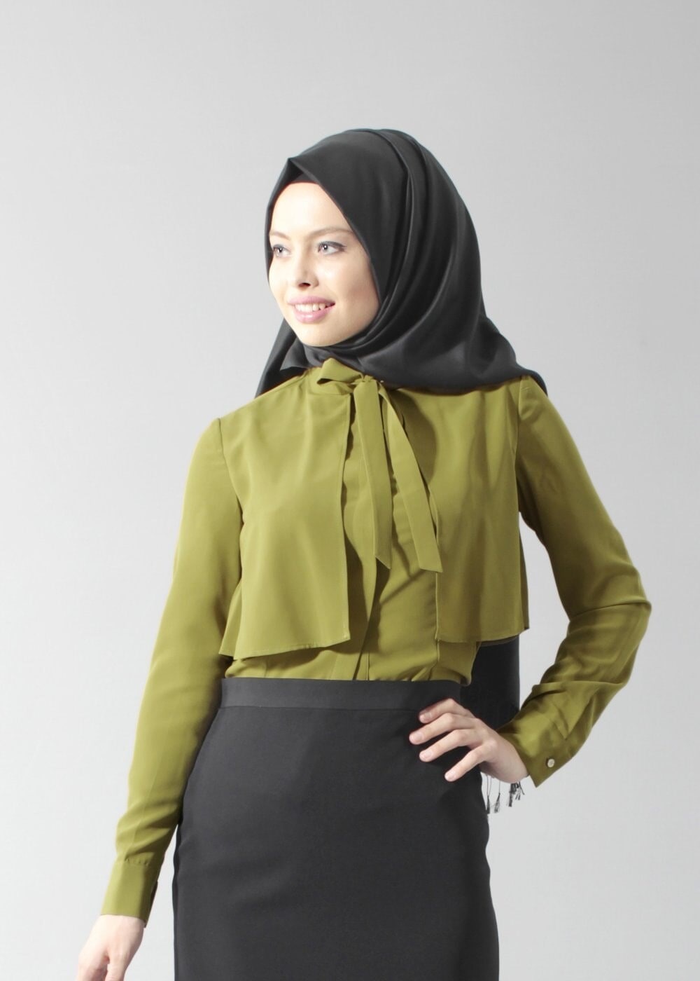 Tesettür giyim YEŞİL T 4237 New Loren Tesettür Bluz-Alv Fashion