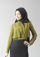 Tesettür giyim YEŞİL T 4237 New Loren Tesettür Bluz-Alv Fashion