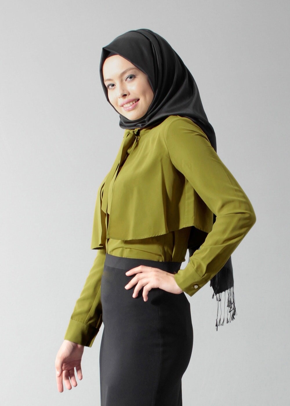 Tesettür giyim YEŞİL T 4237 New Loren Tesettür Bluz-Alv Fashion