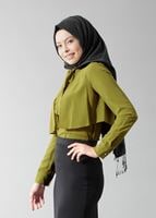 Tesettür giyim YEŞİL T 4237 New Loren Tesettür Bluz-Alv Fashion