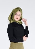 Tesettür giyim SİYAH GÜPÜR DETAYLI BONCUKLU BLUZ 4427 