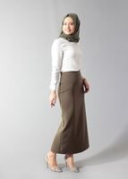 Tesettür giyim KREM GÜPÜR DETAYLI BONCUKLU BLUZ 4427 