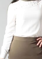 Tesettür giyim KREM GÜPÜR DETAYLI BONCUKLU BLUZ 4427 
