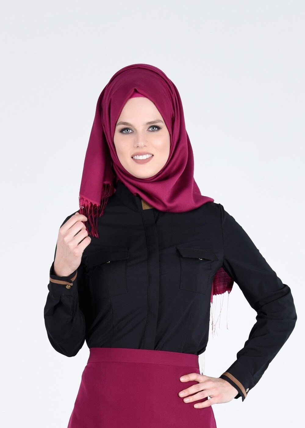 Tesettür giyim SİYAH T 4442 Eleta Tesettür Bluz-Alv Fashion
