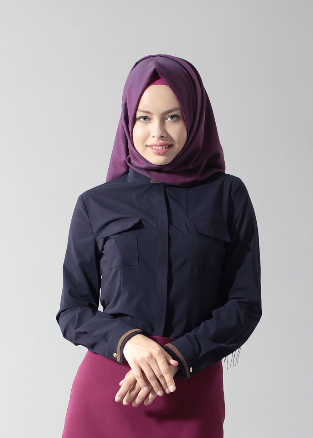 Tesettür giyim LACİVERT T 4442 Eleta Tesettür Bluz-Alv Fashion