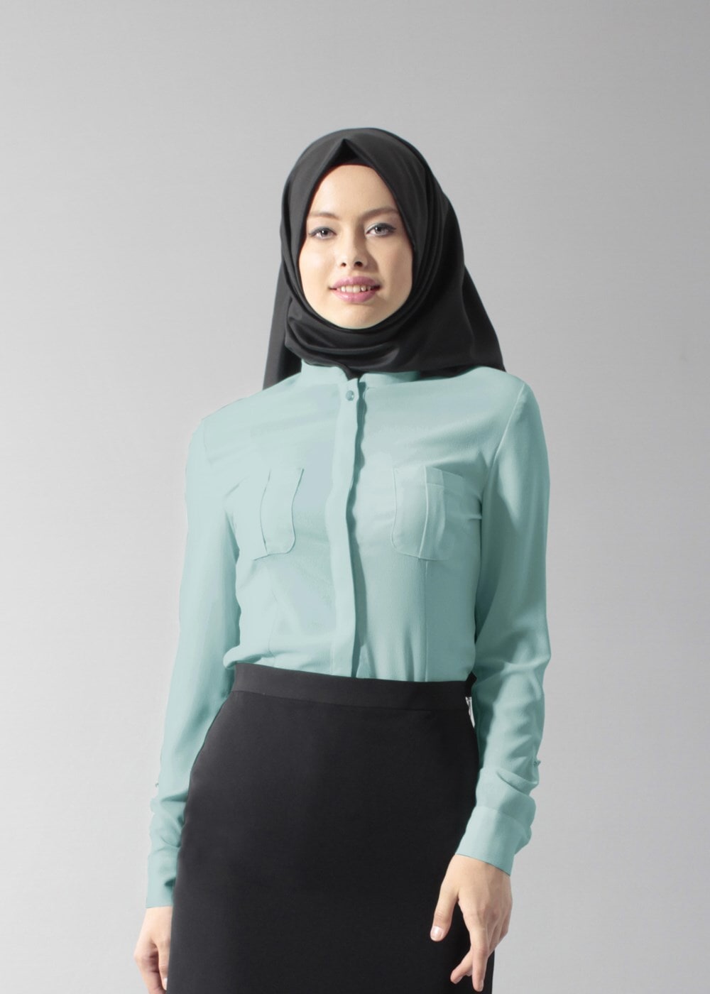 Tesettür giyim YEŞİL T 4475 Nişantaşı Tesettür Bluz-Alv Fashion