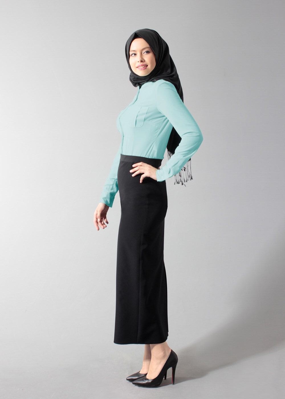 Tesettür giyim YEŞİL T 4475 Nişantaşı Tesettür Bluz-Alv Fashion