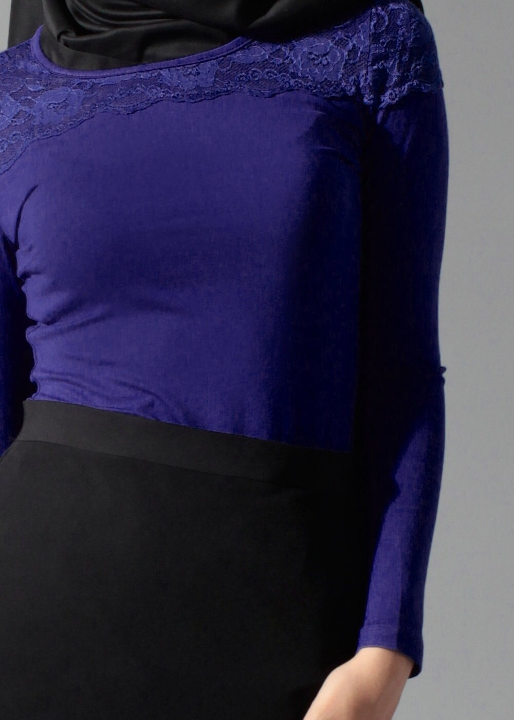 Tesettür giyim LACİVERT T 4562 New Viscon Lycra Bluz-Alv Fashion