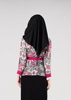 Tesettür giyim FUŞYA DESENLİ KUŞAKLI CEKET 4650 