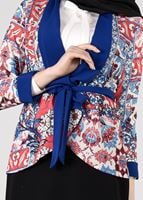 Tesettür giyim MERCAN DESENLİ KUŞAKLI CEKET 4650 