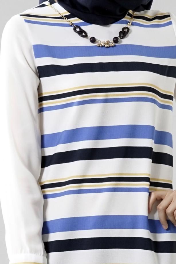 Vêtements hijab  T 6115 Porto Cizgili Krep Tunik - TRENDTESETTÜR