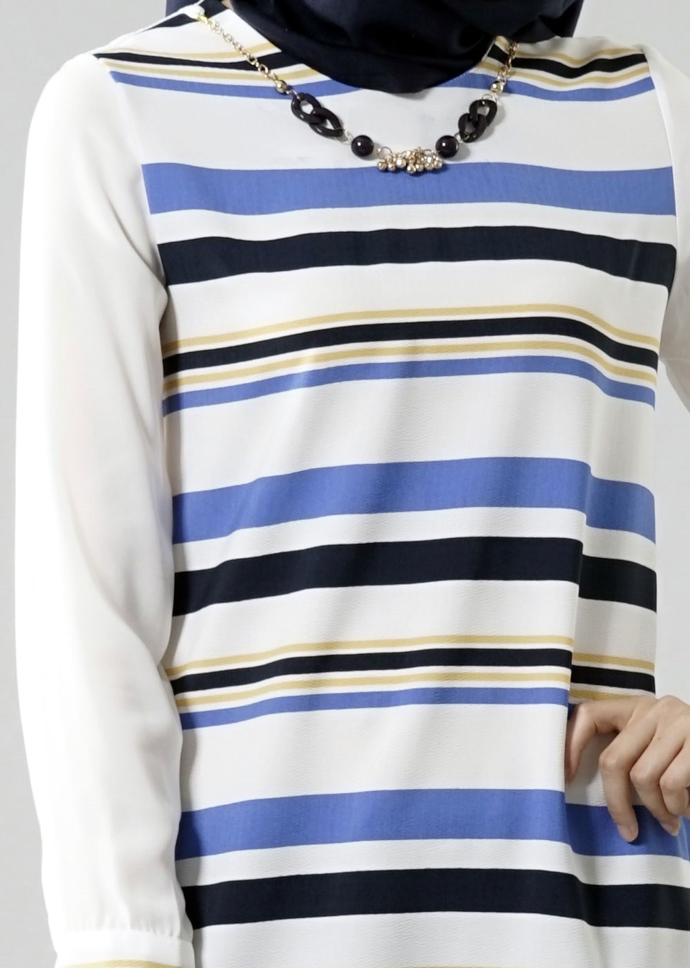 Vêtements hijab CRÈME T 6115 Porto Cizgili Krep Tunik