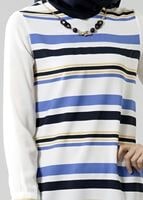 Vêtements hijab CRÈME T 6115 Porto Cizgili Krep Tunik