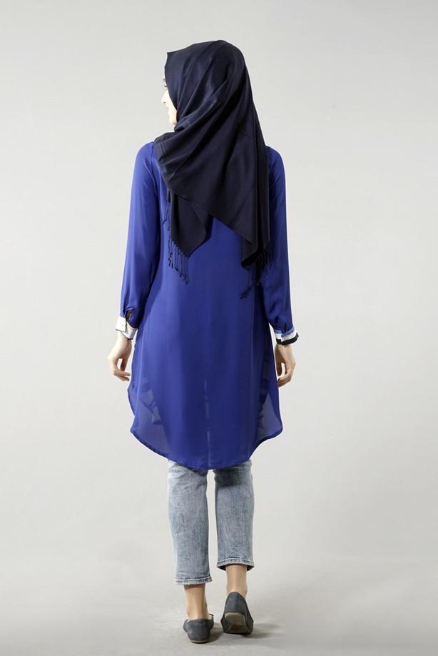 Vêtements hijab  T 6115 Porto Cizgili Krep Tunik - TRENDTESETTÜR