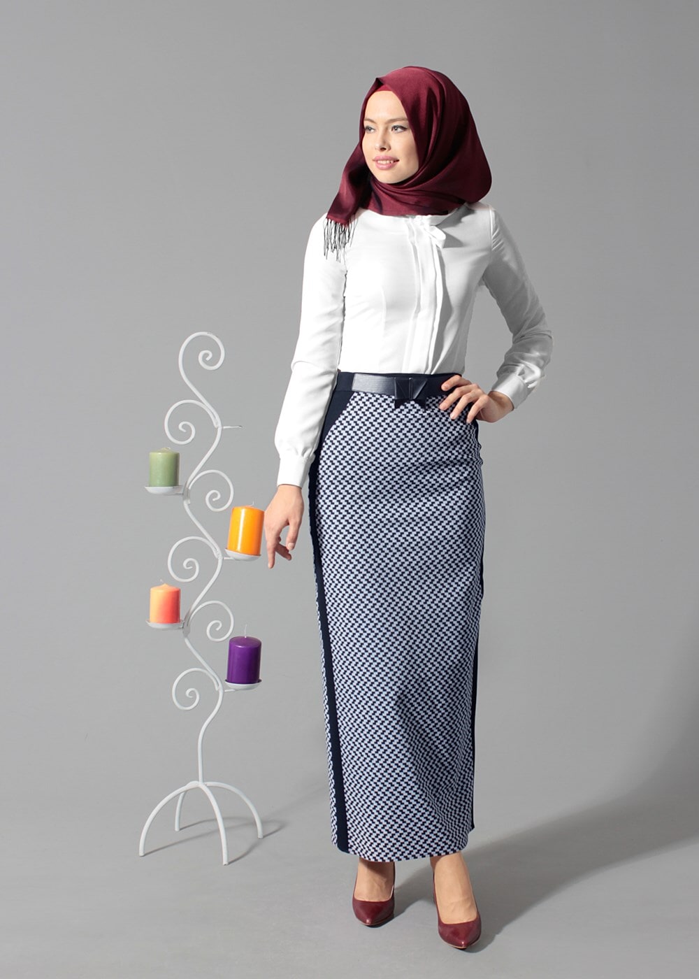 Tesettür giyim LACİVERT 6762 ETEK