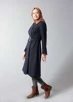 Tesettür giyim LACİVERT KEMERLİ DÜĞMELİ KABAN 9404