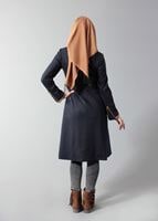 Tesettür giyim LACİVERT KEMERLİ DÜĞMELİ KABAN 9404