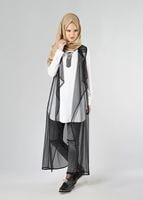 Tesettür giyim SİYAH ŞİFON YELEK 4027 