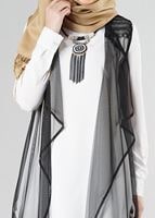 Tesettür giyim SİYAH ŞİFON YELEK 4027 