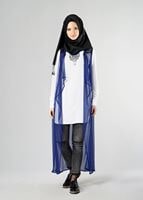 Vêtements hijab BLEU MARINE GILET EN MOUSSELINE 4027 