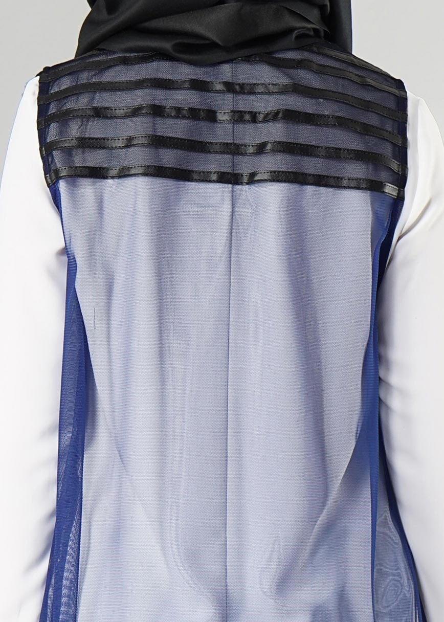 Vêtements hijab BLEU MARINE GILET EN MOUSSELINE 4027 