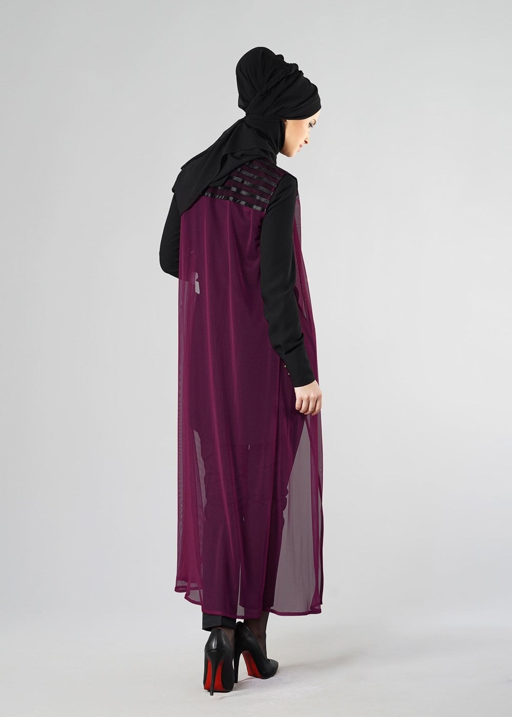 Tesettür giyim MOR ŞİFON YELEK 4027 