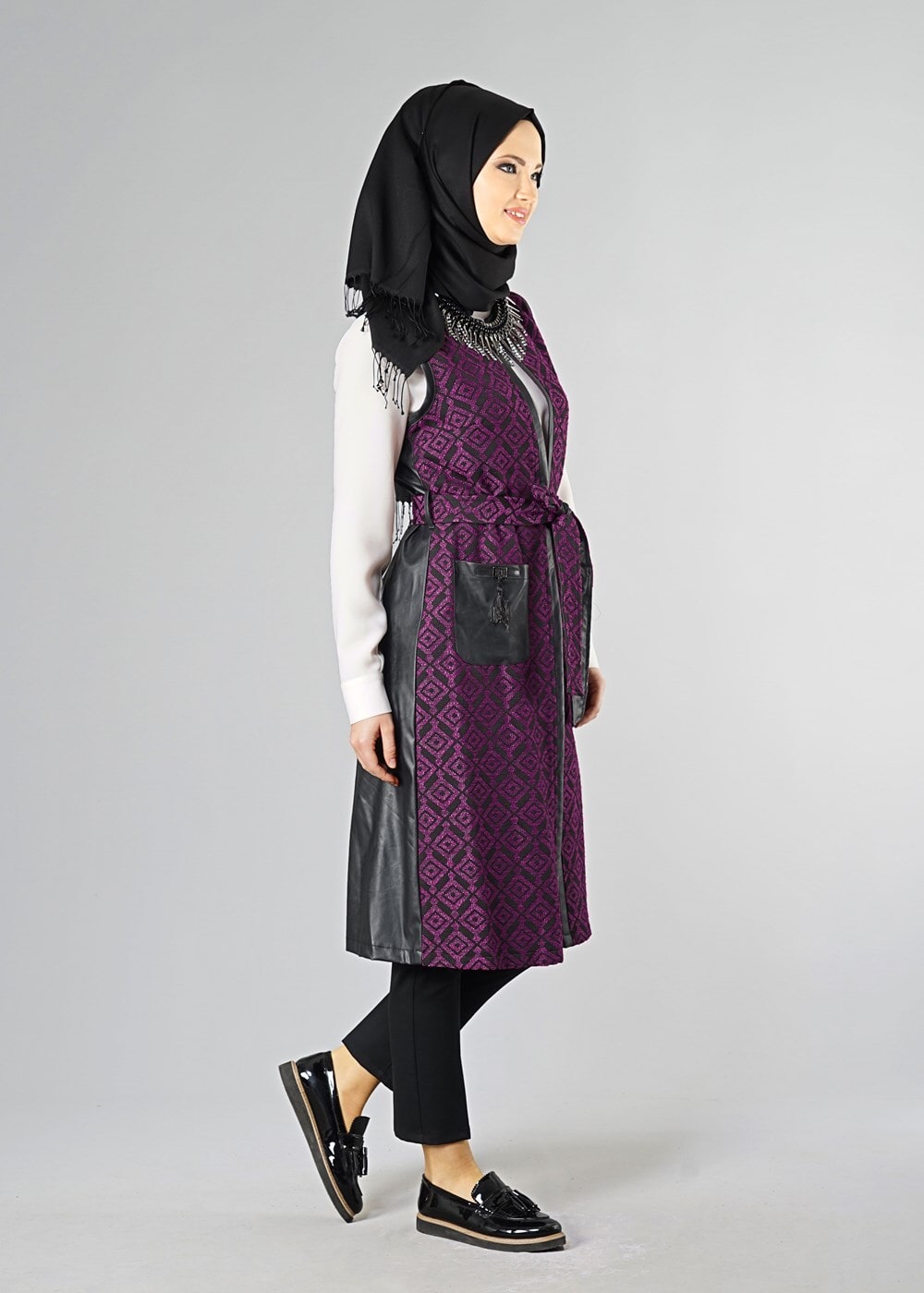 Tesettür giyim FUŞYA 4048 YELEK