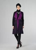 Tesettür giyim MOR ÖNDEN BAĞLAMALI YELEK 4107 